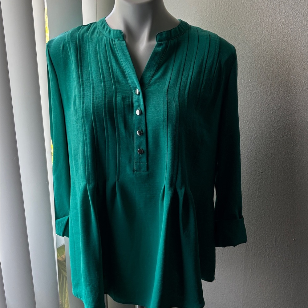 Ava & Grace Teal Button-Down Blouse